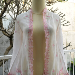 White Antique Kebaya with Pink Flowers