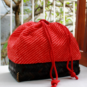 Kinchaku Bag Shibori Red M