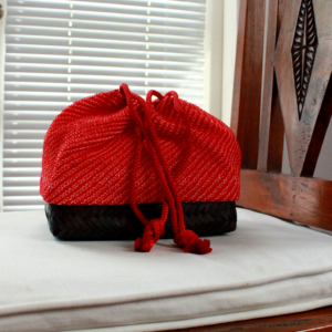 Kinchaku Shibori Bag Red S