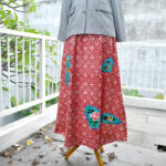 Red Embroidery Nitik Batik Skirt