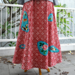 Red Embroidery Nitik Batik Skirt